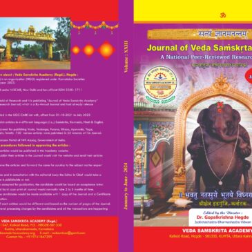 JOURNAL OF VEDA SAMSKRITA ACADEMY – VOLUME: XXIII